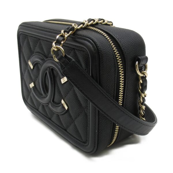 2104102185042 2 CHANEL Mini Chain Shoulder Bag Caviar Skin Black