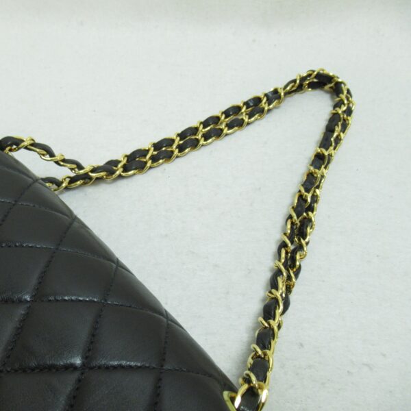 2104102212694 9 CHANEL Matelasse W Flap Chain Shoulder Bag Lambskin Black