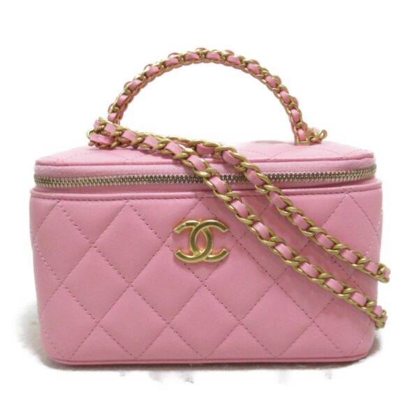 2104102217514 2 CHANEL Vanity Chain Shoulder Bag Lambskin Pink