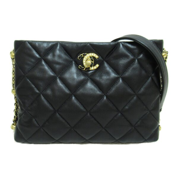 2104102220941 3 CHANEL Chain Shoulder Bag Lambskin Black