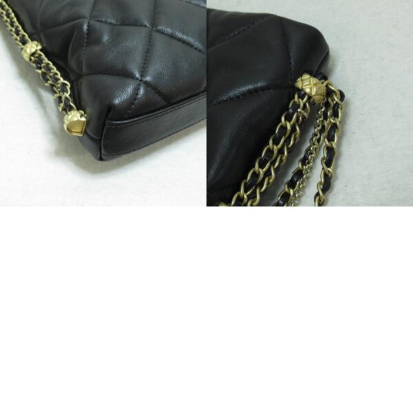 2104102220941 8c CHANEL Chain Shoulder Bag Lambskin Black