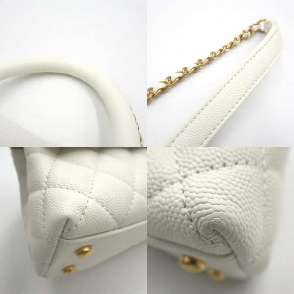 2104102222136 10c CHANEL Coco Handle XS 2way Chain Shoulder Bag Caviar Skin White