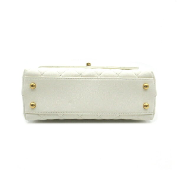 2104102222136 4 CHANEL Coco Handle XS 2way Chain Shoulder Bag Caviar Skin White