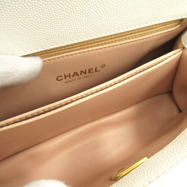 2104102222136 6 CHANEL Coco Handle XS 2way Chain Shoulder Bag Caviar Skin White