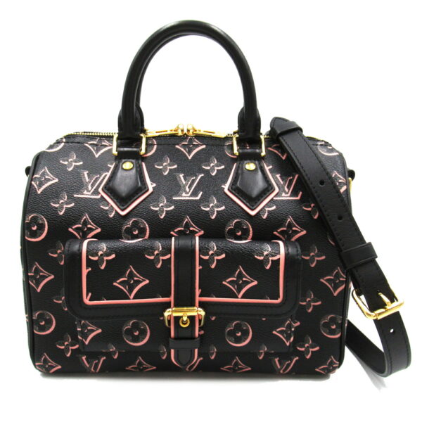 2104102248679 1 LOUIS VUITTON Speedy Bandouliere 2way Shoulder Bag Monogram Black Pink