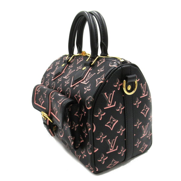 2104102248679 3 LOUIS VUITTON Speedy Bandouliere 2way Shoulder Bag Monogram Black Pink