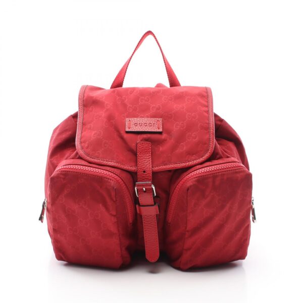 2104102254137 1 Gucci Gg Pattern Rucksack Bag Nylon Red