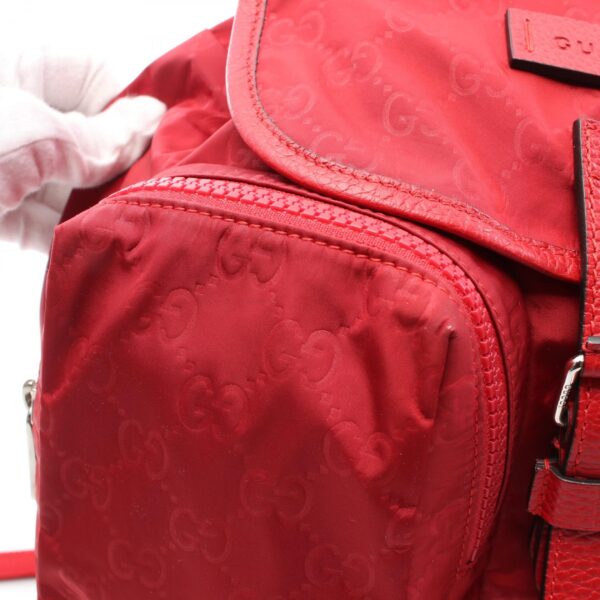 2104102254137 7 Gucci Gg Pattern Rucksack Bag Nylon Red