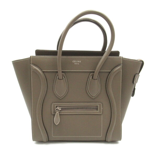 2104102266376 1 Celine Micro Luggage Leather Tote Bag Gray