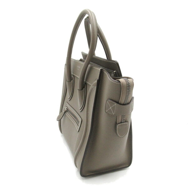 2104102266376 3 Celine Micro Luggage Leather Tote Bag Gray