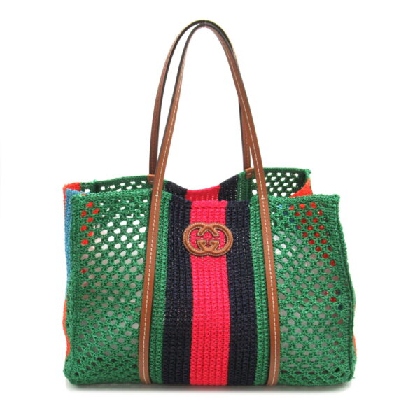 2104102266901 1 Gucci Interlocking Viscose Tote Bag Green