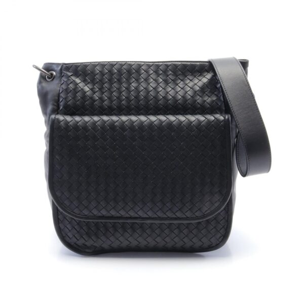 2104102267472 1 Bottega Veneta Intrecciato Leather Shoulder Bag Black