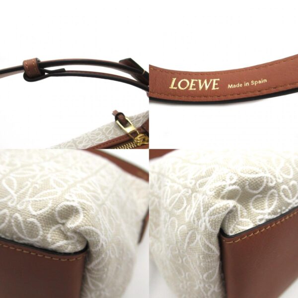 2104102279413 10c Loewe Cubby Canvas Leather Handbag Beige Brown