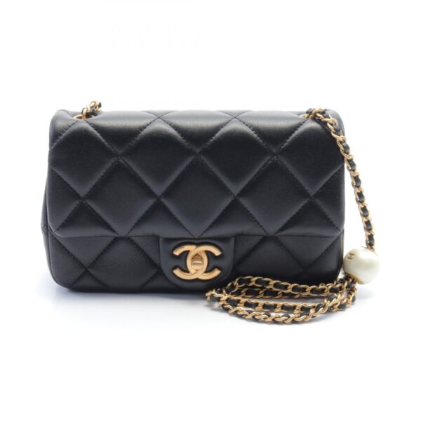 2104102293846 1 CHANEL Matelasse Small Flap Bag Shoulder Bag Lambskin Black