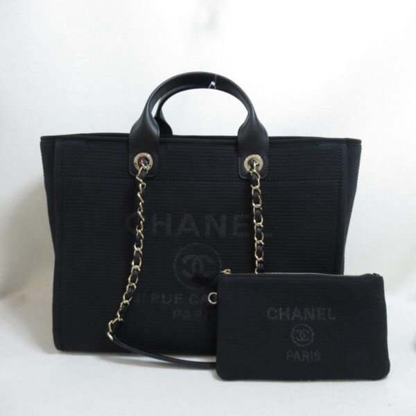 2106800494754 11 CHANEL Deauville Tote Bag Canvas Black