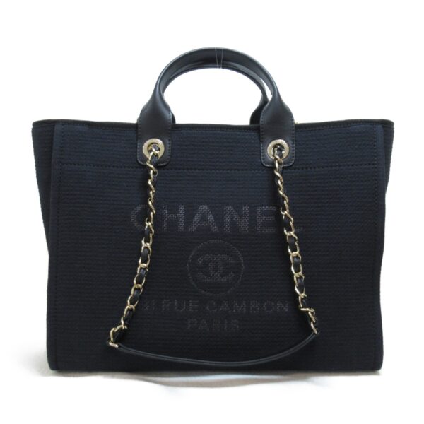 2106800494754 2 CHANEL Deauville Tote Bag Canvas Black