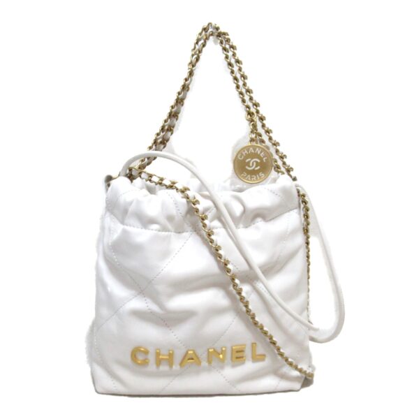 2106800505573 2 CHANEL 22 Mini Chain Bag Calf White