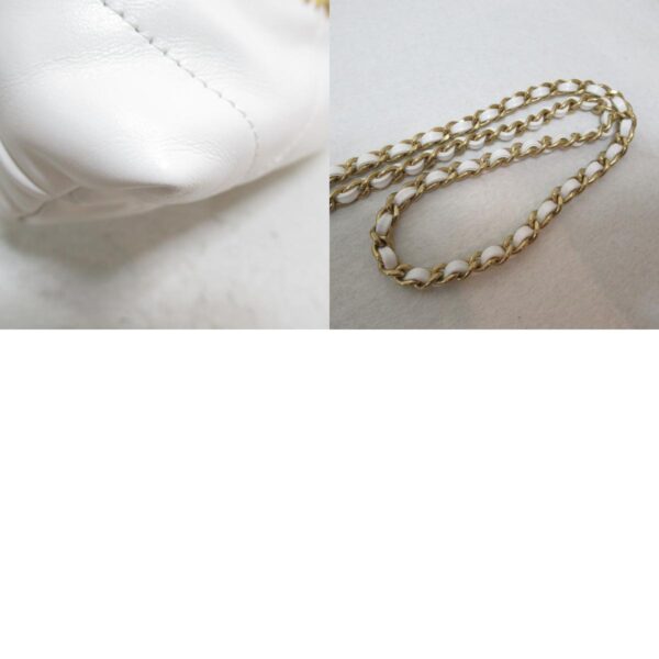 2106800505573 7c CHANEL 22 Mini Chain Bag Calf White