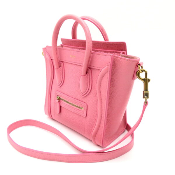 2106800515589 3 Celine Luggage Nano Leather 2Way Shoulder Bag Pink