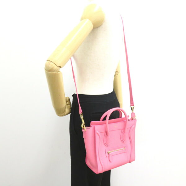 2106800515589 5 Celine Luggage Nano Leather 2Way Shoulder Bag Pink