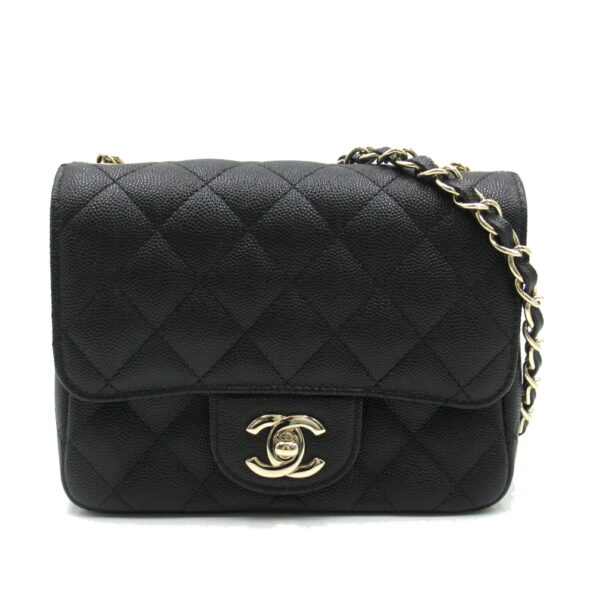 2106800530049 1 CHANEL Mini Matelasse Chain Shoulder Bag Caviar Skin Black