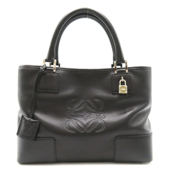 2106800533767 1 Loewe Amazona Anagram Leather Tote Handbag Black