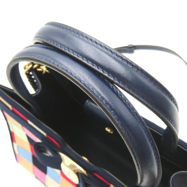 2106800536331 6 Salvatore Ferragamo 2Way Leather Nylon Handbag Blue Multicolor