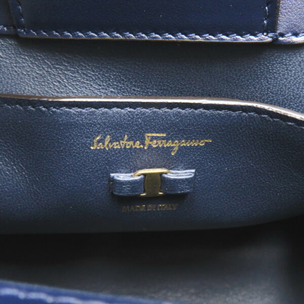 2106800536331 8 Salvatore Ferragamo 2Way Leather Nylon Handbag Blue Multicolor