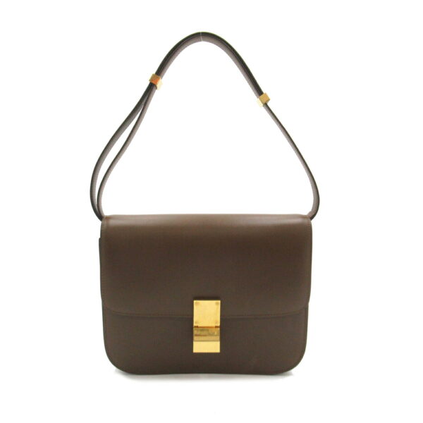 2106800543513 1 Celine Classic Box Medium Leather Shoulder Bag Brown