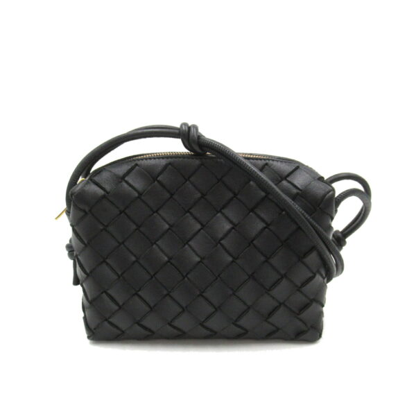 2106800543971 1 Bottega Veneta Lambskin Shoulder Bag Black