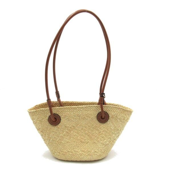 2106800544091 2 Loewe Anagram Basket Mini Leather Raffia Tote Bag Beige Brown