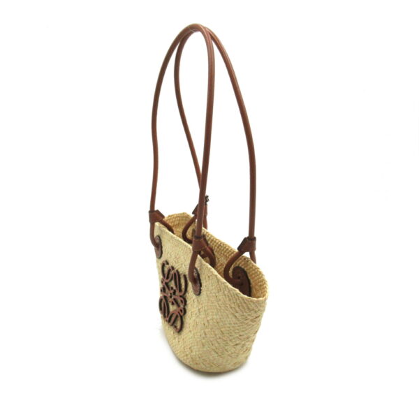 2106800544091 3 Loewe Anagram Basket Mini Leather Raffia Tote Bag Beige Brown