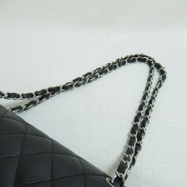 2107400206990 9 CHANEL Matelasse W Flap Chain Shoulder Bag Caviar Skin Black