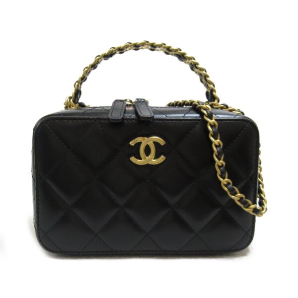 2107400212823 2 CHANEL Chain Shoulder Bag Lambskin Black