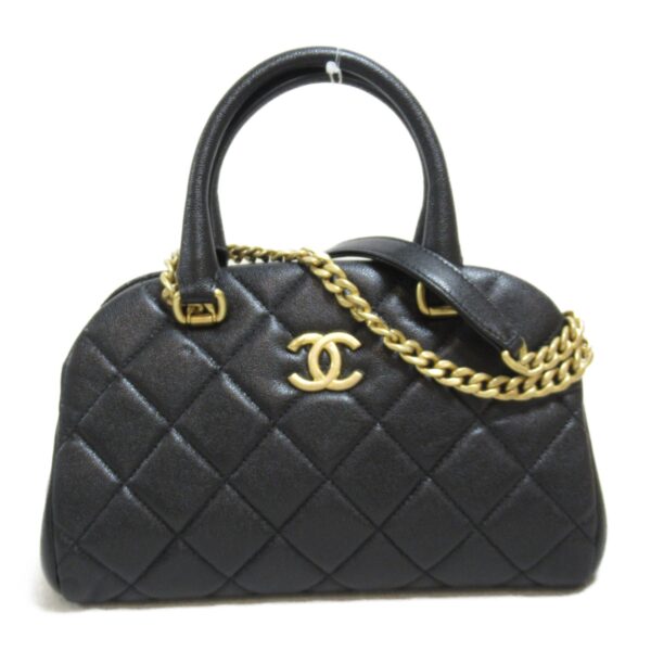 2107400212830 2 CHANEL Bowling Bag Shoulder Bag Caviar Skin Black