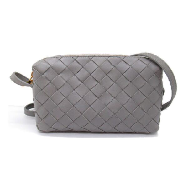 2107400215886 3 Bottega Veneta Calf Leather Shoulder Bag Gray