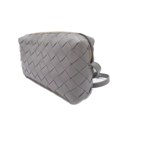 2107400215886 4 Bottega Veneta Calf Leather Shoulder Bag Gray