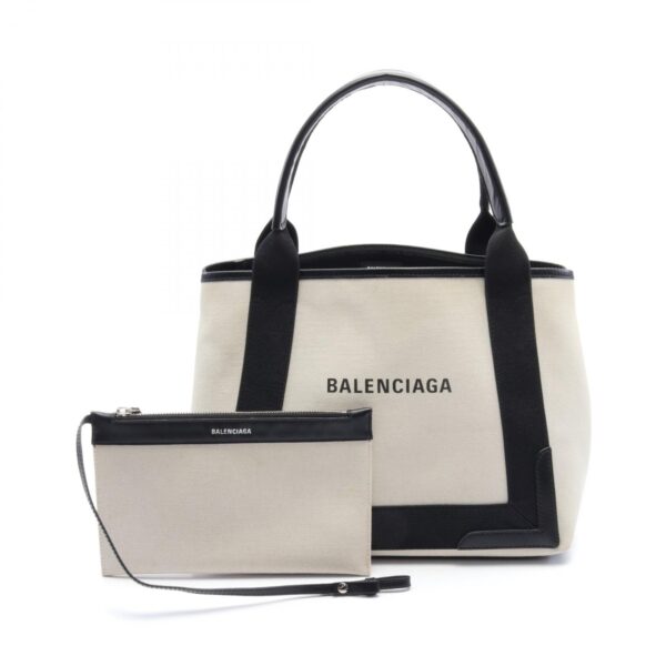 2107400215930 1 Balenciaga Blue Cabas S Tote Bag White Black