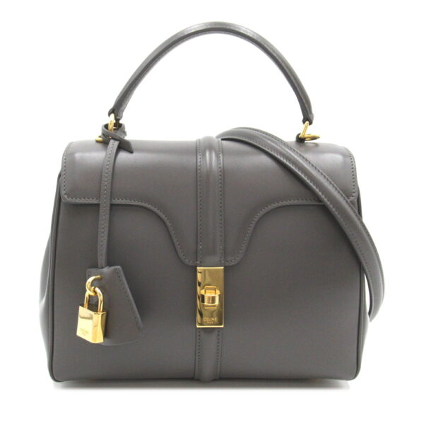 2107400216265 1 Celine Small 16 Calf Leather 2Way Shoulder Bag Gray