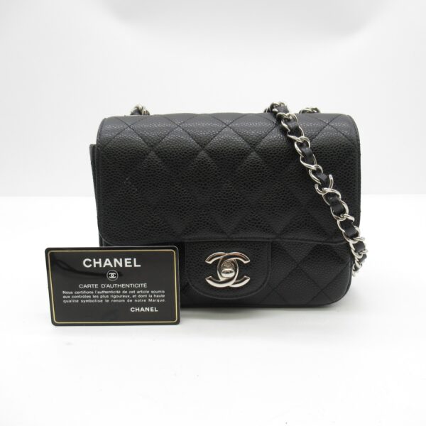 2107600961972 2 CHANEL Mini Matelasse Chain Shoulder Bag Caviar Skin Black