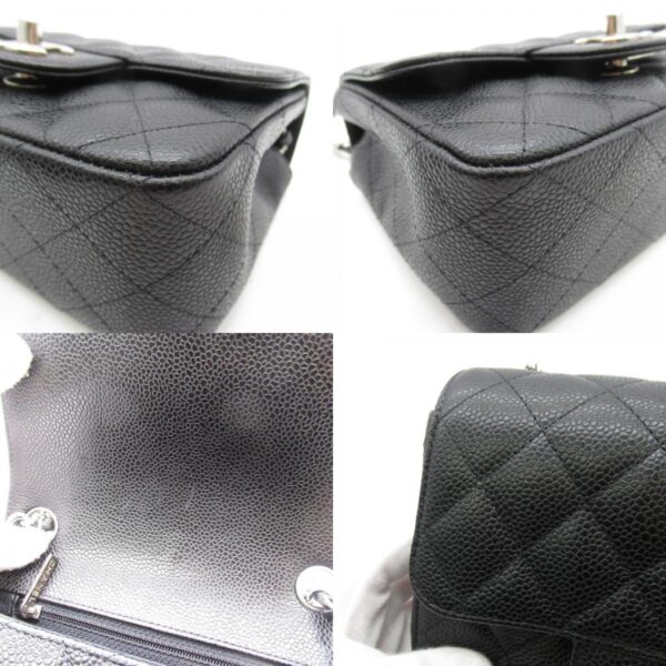 2107600961972 7c CHANEL Mini Matelasse Chain Shoulder Bag Caviar Skin Black