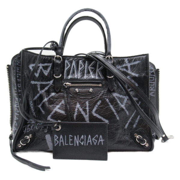 2107600978611 1 Balenciaga Paper A6 Handbag Black