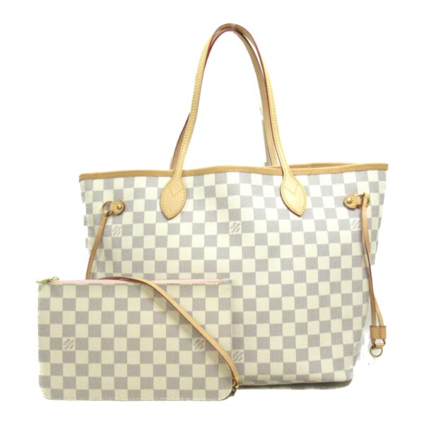 2107600998183 2 Louis Vuitton Neverfull MM Damier Azur Tote Bag Ivory