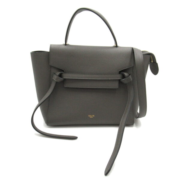 2107601004531 1 Celine Belt 2Way Leather Shoulder Bag Gray