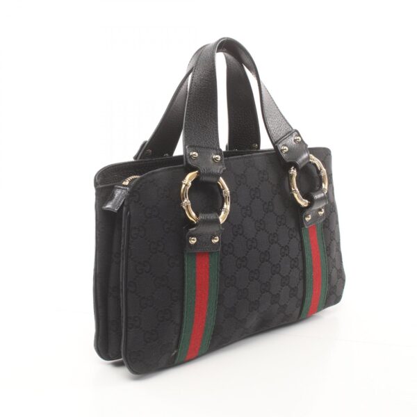 2118300051597 2 Gucci Gg Metal Bamboo Handbag Black