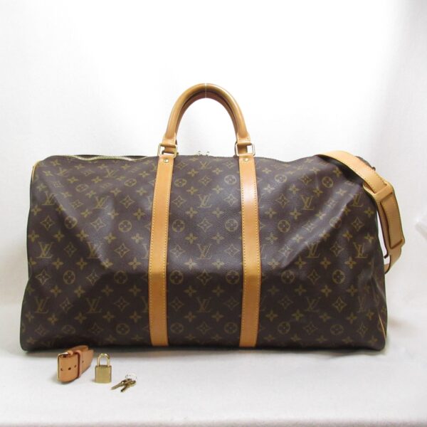 2118400126935 2 Louis Vuitton Keepall Bandouliere 55 Monogram Bag Brown