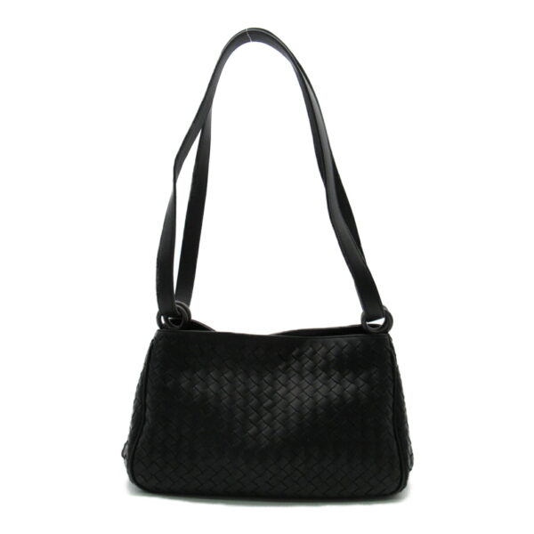 2118400127222 1 Bottega Veneta Intrecciato Calf Leather Shoulder Bag Black