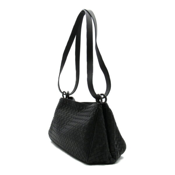 2118400127222 2 Bottega Veneta Intrecciato Calf Leather Shoulder Bag Black