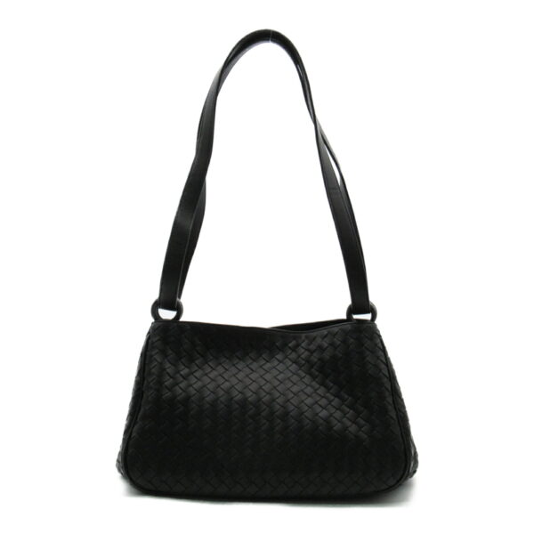 2118400127222 3 Bottega Veneta Intrecciato Calf Leather Shoulder Bag Black