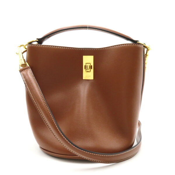 2118500044177 1 Celine Teen Bucket 16 Calf Leather 2Way Shoulder Bag Brown